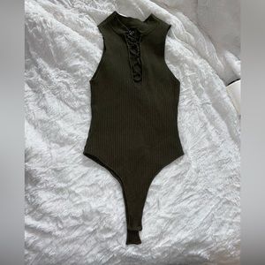Windsor Olive Green Knit Bodysuit (L)